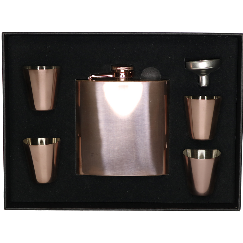 Personalized Rose Gold Flask Set with Shot Glasses