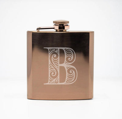 Personalized Rose Gold Flask Set with Shot Glasses