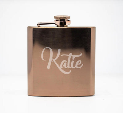 Personalized Rose Gold Flask Set with Shot Glasses