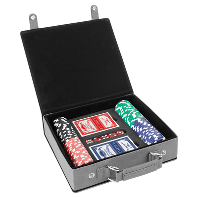 Personalized Gray 100-Chip Poker Set -  - Lazerworx