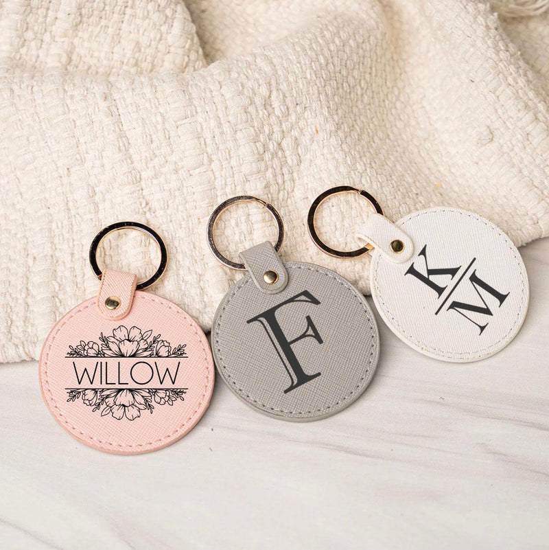 Personalized Circle Leather Bag Tags