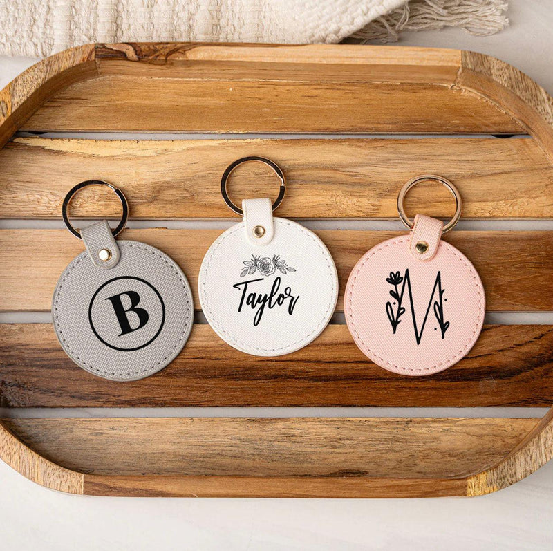 Personalized Circle Leather Bag Tags