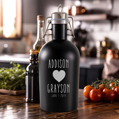 Personalized Black Stainless Growler - Valentine's Day Gifts - - Gifts For You Now