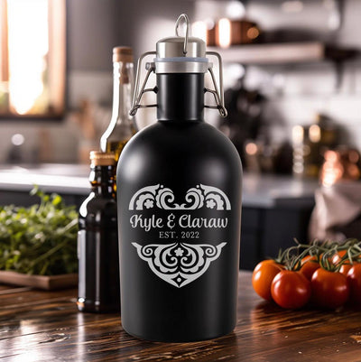 Personalized Black Stainless Growler - Valentine's Day Gifts - - Gifts For You Now