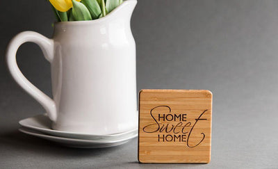 Security National Mortgage Personalized Thick Bamboo Coasters – Set of 4 with Coaster Holder