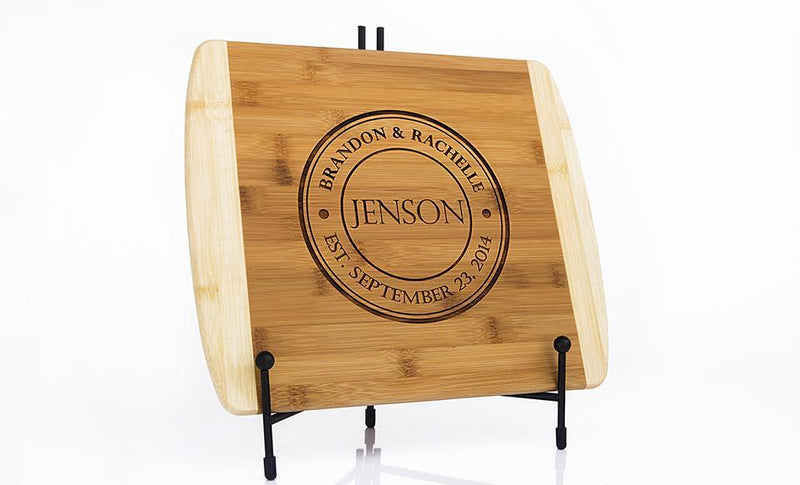 Personalized 11x14 Two Tone Bamboo Cutting Board (Rounded Edge)