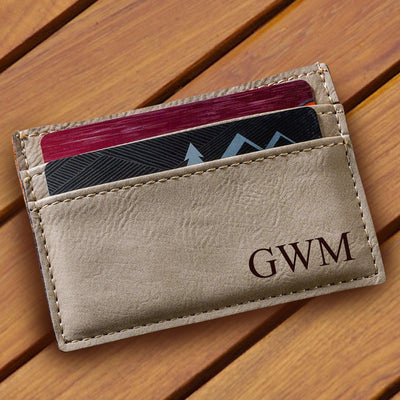 Men's Monogrammed Money Clip Wallet - Light Brown - JDS