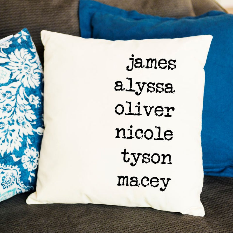 Personalized Family Names Throw Pillow Cover - Classic